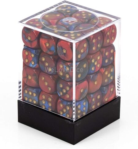 مجموعة نرد Chessex DND D&D Dice-12mm Gemini Blue، Red، and Gold مجموعة نرد بلاستيكية متعددة السطوح - لنرد الزنزانات والتنينات تتضمن 36 نرد - D6 in Kuwait