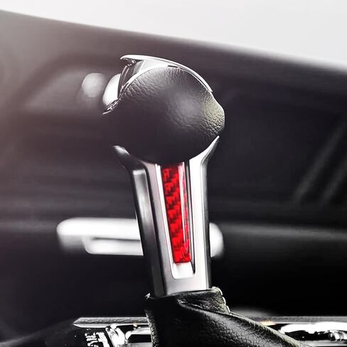 BETTERHUMZ Compatible with Ford Mustang 2024 2025 Carbon Fiber Center Console Gear Shift Decoration Sticker Car Interior Tuning Accessories (Red) in Saudi Arabia