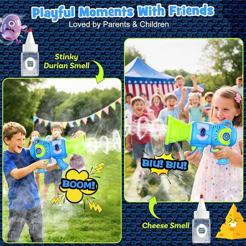 Fart Gun Toy for kids: Fart Blaster with Real Fog Rings, 2 Scents, 2 Sound Effects & Color-Changing Lights, Anti-Backflow Design for Boy, Girl, Funny Prank Gift for Easter Birthday and Party Fun in Saudi Arabia