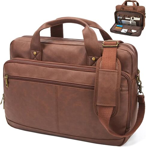 Briefcase for Men Leather Laptop Bag 16 Inch Messenger Bag Vintage Crossbody Laptop Computer Bag for Business,Work,Travel in Kuwait