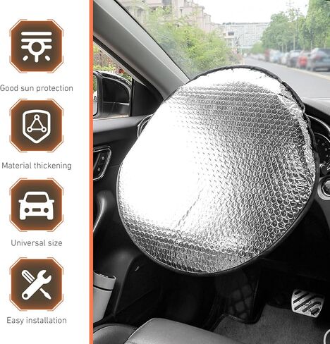 WZP Car Steering Wheel Sun Shade Cover, Aluminum Foil Sun Block Anti-Heat Steering Wheel Cover, Sliver Heat Shield for SUV Truck Van (18.11 x 18.11Inch) in Saudi Arabia