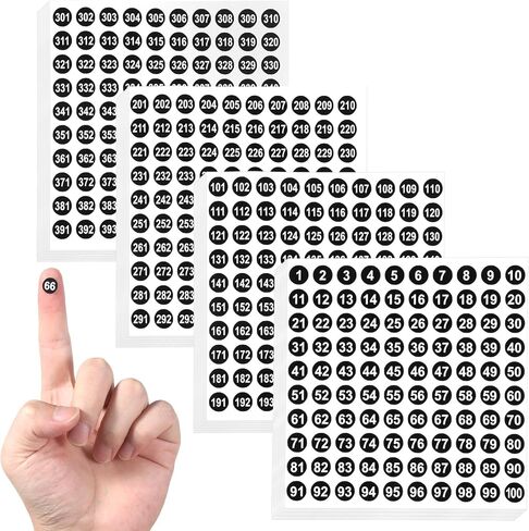 6000 Pcs 1-400 Round Number Stickers Labels, 15 Sets Consecutive Round Labels, 0.4 Inch Self-Adhesive Small Vinyl Number Decals Inventory Stickers for Indoor Outdoor Organizing Storage Boxes (Black) in Kuwait