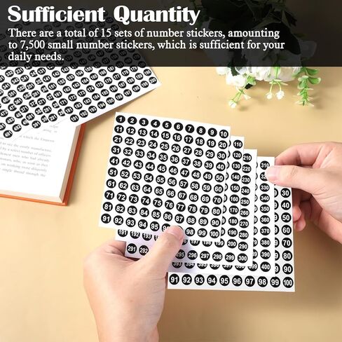 6000 Pcs 1-400 Round Number Stickers Labels, 15 Sets Consecutive Round Labels, 0.4 Inch Self-Adhesive Small Vinyl Number Decals Inventory Stickers for Indoor Outdoor Organizing Storage Boxes (Black) in Kuwait