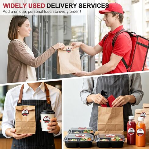 2 Inch Thank You for Your Order Stickers, Writable Delivered By Name, 5 Star Review Delivery Labels, Reminder for Food Delivery & Takeout Drivers, Round Black, 500 Pcs (1) in Saudi Arabia
