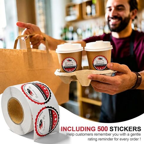 2 Inch Thank You for Your Order Stickers, Writable Delivered By Name, 5 Star Review Delivery Labels, Reminder for Food Delivery & Takeout Drivers, Round Black, 500 Pcs (1) in Saudi Arabia