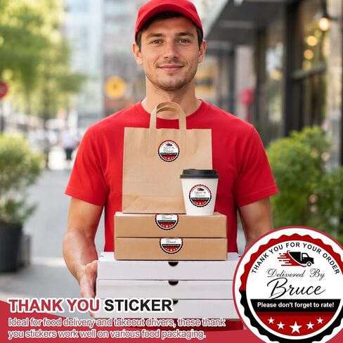 2 Inch Thank You for Your Order Stickers, Writable Delivered By Name, 5 Star Review Delivery Labels, Reminder for Food Delivery & Takeout Drivers, Round Black, 500 Pcs (1) in Saudi Arabia