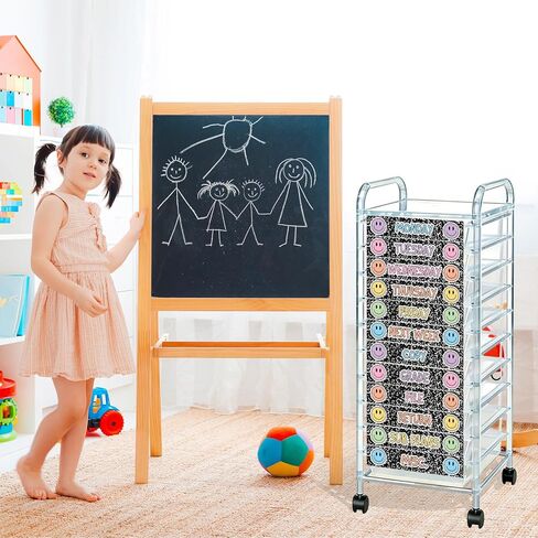 Whaline 12 قطعة من ملصقات عربة التخزين المتدحرجة من Whaline، باستيل وجه سعيد، تكوين درج عربة دوارة للعودة إلى المدرسة، المنزل، المكتب، تنظيم الفصول الدراسية in Kuwait