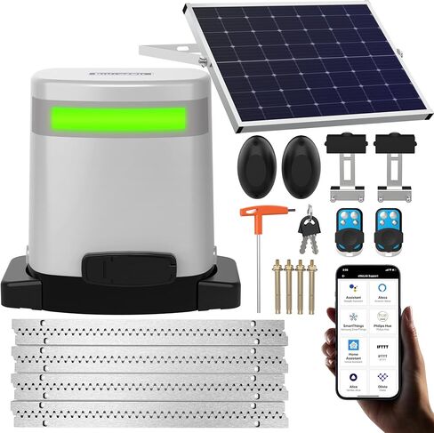 Blütezeit 1400lb Solar Power Sliding Gate Opener WiFi Control with Built-in Backup Battery, Rack Driven Slide Gate Motor with Remote Complete Kits (Solar Panel & Racks Included) in Saudi Arabia
