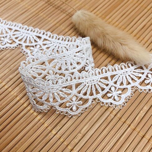Elegant Lace Trim Ribbon,Rhombus Trim for Wedding Decorations, Gift Wrapping, Sewing Crafts, 2.6CM - 5 Yards (White) in Saudi Arabia