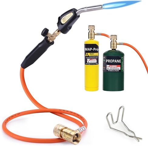Propane Torch Hose Kit, Mapp Gas Torch Heat 3600℉ Map Gas Torch Kit Trigger Start & Heat Adjustment, Soldering Welding Torch Fuel by MAPP, Map/Pro,Propane(Includes Cylinder Clip) in Saudi Arabia