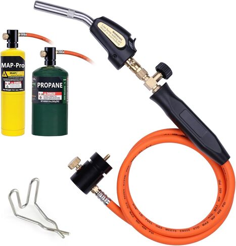 Propane Torch Hose Kit, Mapp Gas Torch Heat 3600℉ Map Gas Torch Kit Trigger Start & Heat Adjustment, Soldering Welding Torch Fuel by MAPP, Map/Pro,Propane(Includes Cylinder Clip) in Saudi Arabia