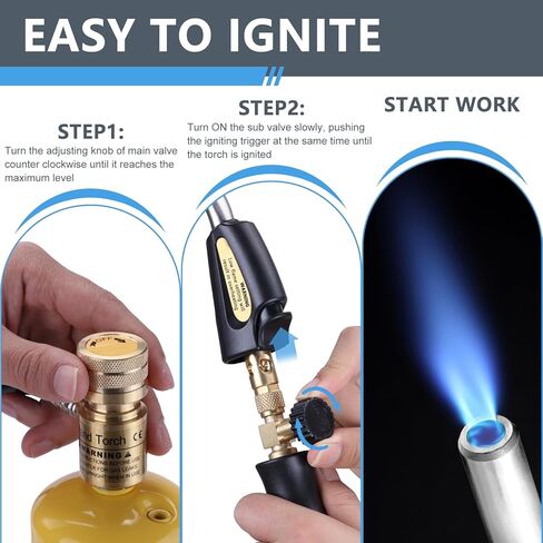 Propane Torch Hose Kit, Mapp Gas Torch Heat 3600℉ Map Gas Torch Kit Trigger Start & Heat Adjustment, Soldering Welding Torch Fuel by MAPP, Map/Pro,Propane(Includes Cylinder Clip) in Saudi Arabia