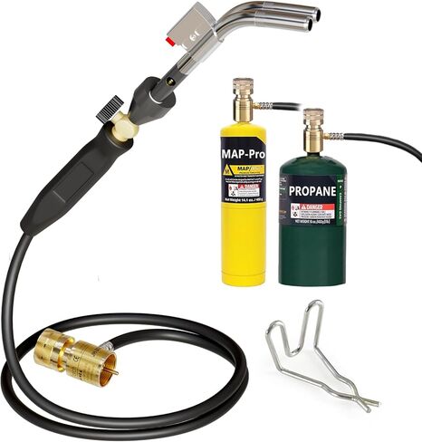 Propane Torch Hose Kit, Mapp Gas Torch Heat 3600℉ Map Gas Torch Kit Trigger Start & Heat Adjustment, Soldering Welding Torch Fuel by MAPP, Map/Pro,Propane(Includes Cylinder Clip) in Saudi Arabia