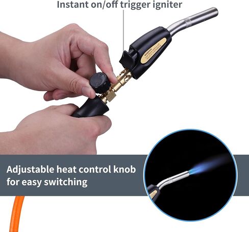 Propane Torch Hose Kit, Mapp Gas Torch Heat 3600℉ Map Gas Torch Kit Trigger Start & Heat Adjustment, Soldering Welding Torch Fuel by MAPP, Map/Pro,Propane(Includes Cylinder Clip) in Saudi Arabia
