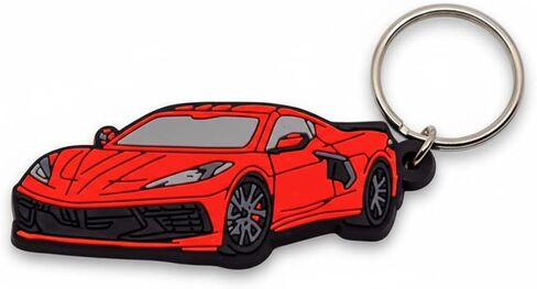 Vintage Ltd. Keychain Inspired by Corvette C8 – Soft Durable Rubber FOB – Automotive Enthusiast Accessory – Gift for Corvette Owners (Torch Red) in Saudi Arabia