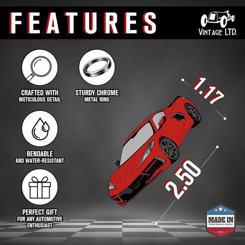 Vintage Ltd. Keychain Inspired by Corvette C8 – Soft Durable Rubber FOB – Automotive Enthusiast Accessory – Gift for Corvette Owners (Torch Red) in Saudi Arabia