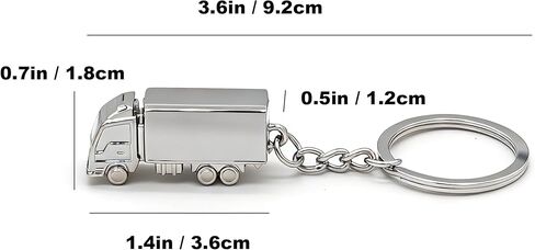 2PCS Semi Trailer Truck Keychain Bag Charms Metal Cute Freight liner Trucker Car Key Chain Ring Pendant for Men Boys in Kuwait
