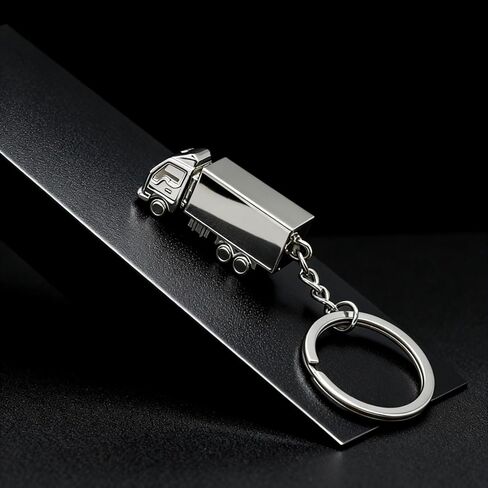 2PCS Semi Trailer Truck Keychain Bag Charms Metal Cute Freight liner Trucker Car Key Chain Ring Pendant for Men Boys in Kuwait