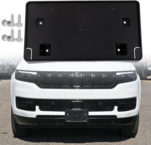 FASTCHE المصد الأمامي لوحة ترخيص إطار لوحة حامل قوس متوافق مع 2022-2025 Jeep Wagoneer & 2023-2025 Jeep Wagoneer L إطار لوحة الترخيص الأمامي استبدال OE # 68426603AB CH1068174 in Kuwait