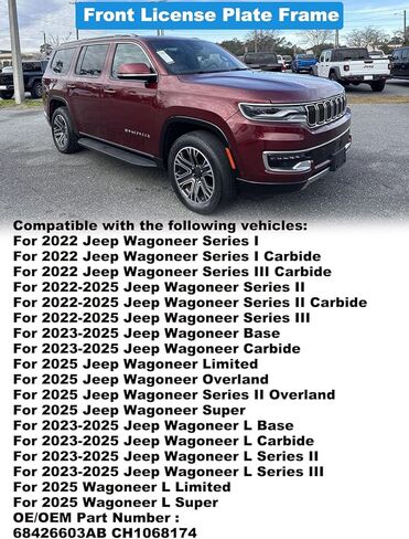 FASTCHE المصد الأمامي لوحة ترخيص إطار لوحة حامل قوس متوافق مع 2022-2025 Jeep Wagoneer & 2023-2025 Jeep Wagoneer L إطار لوحة الترخيص الأمامي استبدال OE # 68426603AB CH1068174 in Kuwait