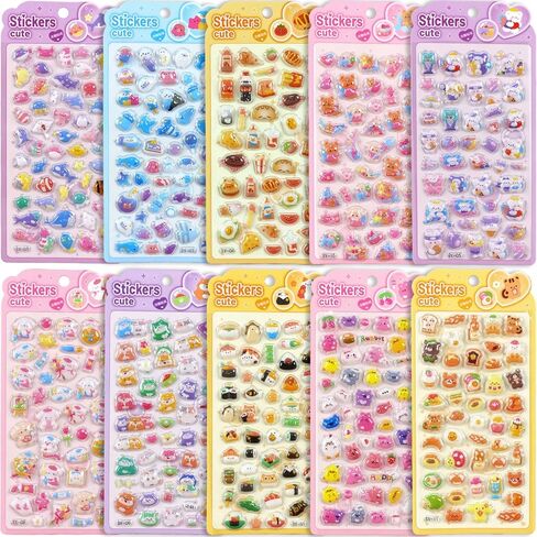 3D Puffy Stickers, 10 Sheets 500+ PCS Mini Kawaii Resin Decorative Stickers for Scrapbooking Phone Case, Notebook, Journal in Saudi Arabia