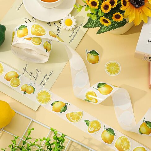 FYSUIMU 1000 Pcs Lemon Stickers Roll Summer Yellow Fruit Self Adhesive Decorative Decal Labels for Scrapbook Envelope Seals Water Bottle Laptop Decor Party Favor in Kuwait