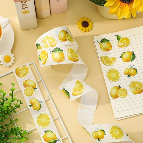 FYSUIMU 1000 Pcs Lemon Stickers Roll Summer Yellow Fruit Self Adhesive Decorative Decal Labels for Scrapbook Envelope Seals Water Bottle Laptop Decor Party Favor in Kuwait