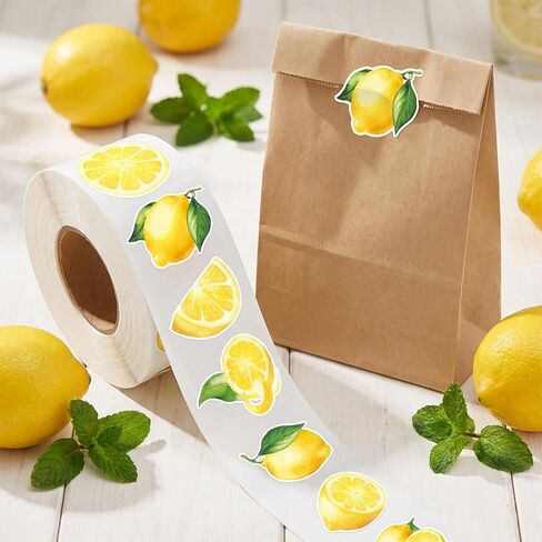 FYSUIMU 1000 Pcs Lemon Stickers Roll Summer Yellow Fruit Self Adhesive Decorative Decal Labels for Scrapbook Envelope Seals Water Bottle Laptop Decor Party Favor in Kuwait
