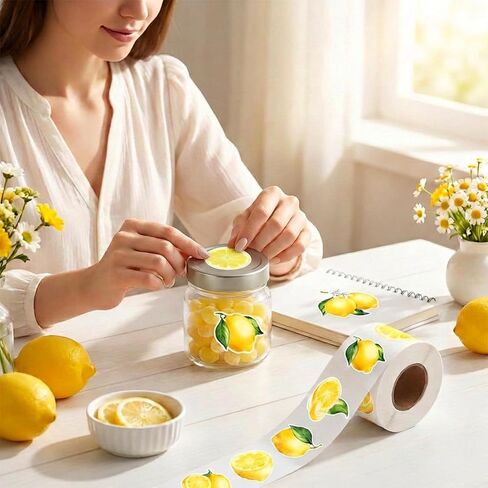 FYSUIMU 1000 Pcs Lemon Stickers Roll Summer Yellow Fruit Self Adhesive Decorative Decal Labels for Scrapbook Envelope Seals Water Bottle Laptop Decor Party Favor in Kuwait