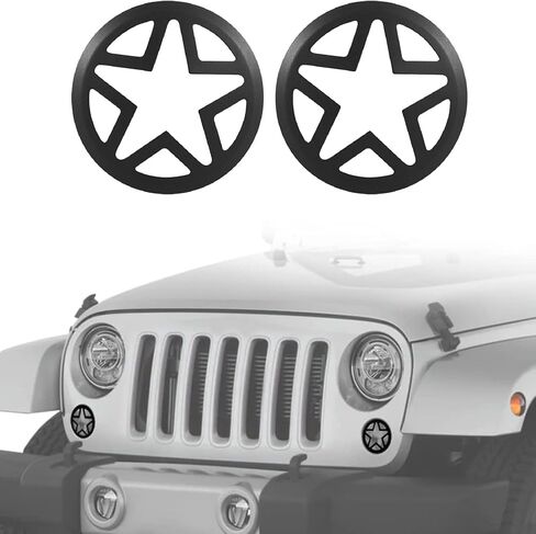 Five Star Front Turn Signal Light Guard Cover Compatible with 2007-2017 Jeep Wrangler & 2018 Wrangler JK 2pcs Black in Saudi Arabia