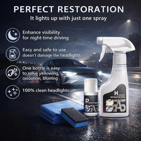 Headlight Restoration Kit Professional Ceramic Coating Headlight Cleaner for Used Car Renovation & Enhance Night Driving Safety for Families & DIY Beginners No Sanding UV Shield Lens Restorer in Saudi Arabia