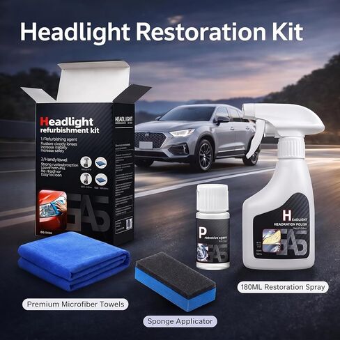 Headlight Restoration Kit Professional Ceramic Coating Headlight Cleaner for Used Car Renovation & Enhance Night Driving Safety for Families & DIY Beginners No Sanding UV Shield Lens Restorer in Saudi Arabia