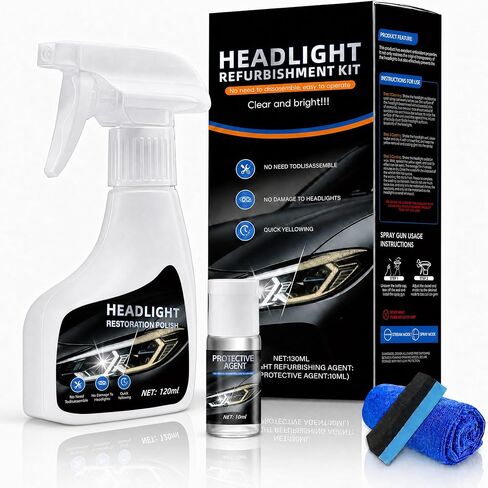 Fvquhvo Headlight Restoration Kit, Headlight Oxidation Remover with UV Protection Coating, Headlight Lens Restorer & Cleaner for Yellowing & Cloudy Lenses, Headlight Polishing Kit, Quick & Easy DIY in Saudi Arabia
