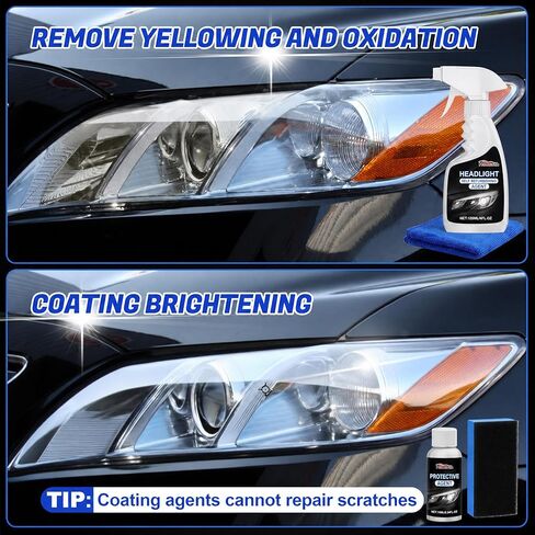 Fvquhvo Headlight Restoration Kit, Headlight Oxidation Remover with UV Protection Coating, Headlight Lens Restorer & Cleaner for Yellowing & Cloudy Lenses, Headlight Polishing Kit, Quick & Easy DIY in Saudi Arabia