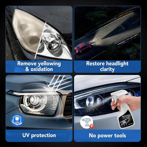 Fvquhvo Headlight Restoration Kit, Headlight Oxidation Remover with UV Protection Coating, Headlight Lens Restorer & Cleaner for Yellowing & Cloudy Lenses, Headlight Polishing Kit, Quick & Easy DIY in Saudi Arabia