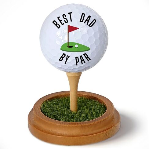 Father's Day Birthday Golf Gift for Dad Father Men Golfers Daddy Papa from Daughter Son, Funny Golfing Gifts for Dad, Best Dad by Par Golfball Lifelike Turf Display Stand Decor in Saudi Arabia