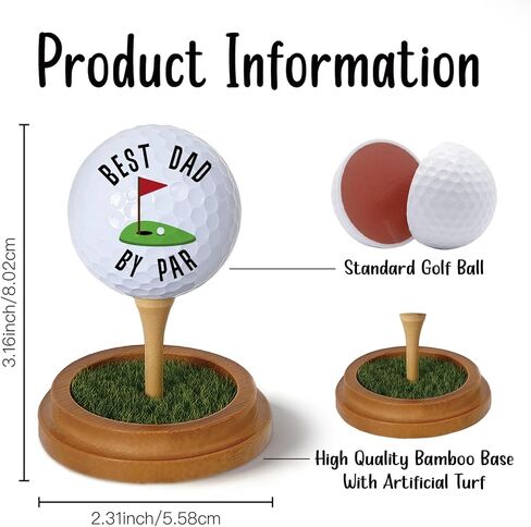 Father's Day Birthday Golf Gift for Dad Father Men Golfers Daddy Papa from Daughter Son, Funny Golfing Gifts for Dad, Best Dad by Par Golfball Lifelike Turf Display Stand Decor in Saudi Arabia