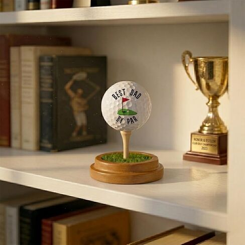 Father's Day Birthday Golf Gift for Dad Father Men Golfers Daddy Papa from Daughter Son, Funny Golfing Gifts for Dad, Best Dad by Par Golfball Lifelike Turf Display Stand Decor in Saudi Arabia
