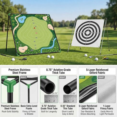 Golf Chipping Game, Golf Game Set for Backyard Battle with 71"x71" Outdoor Mat, Scoreboard with 24 Sticky Balls & 2 Adjustable Clubs, Toy Gift for Kids & Adults Also Indoor Fun in Saudi Arabia