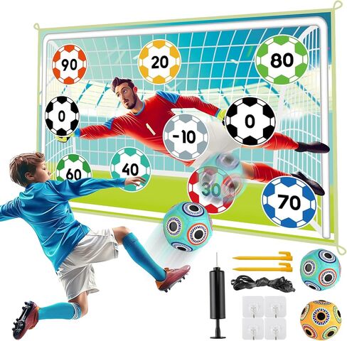 Soccer Ball Game Set Toy, Indoor Outdoor Football Game Set with 2 Velcro Balls, Foldable Flannel Goals, Christmas and Birthday Soccer Game Trainer Ball Set for Boys Girls 5 6 7 8 Year Old in Saudi Arabia