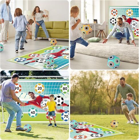 Soccer Ball Game Set Toy, Indoor Outdoor Football Game Set with 2 Velcro Balls, Foldable Flannel Goals, Christmas and Birthday Soccer Game Trainer Ball Set for Boys Girls 5 6 7 8 Year Old in Saudi Arabia
