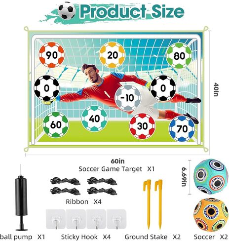 Soccer Ball Game Set Toy, Indoor Outdoor Football Game Set with 2 Velcro Balls, Foldable Flannel Goals, Christmas and Birthday Soccer Game Trainer Ball Set for Boys Girls 5 6 7 8 Year Old in Saudi Arabia