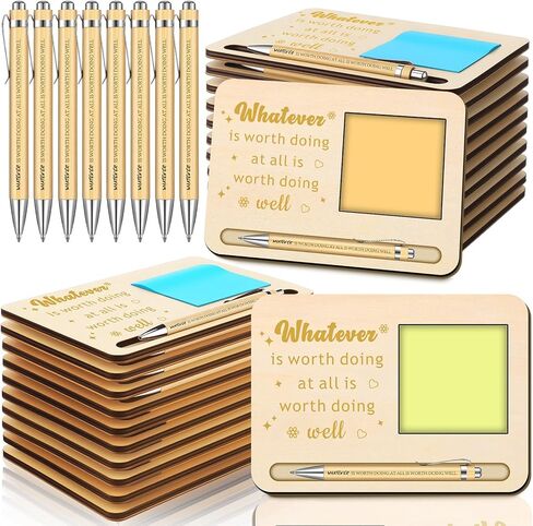 10 Set End of The Year Teacher Appreciation Gifts Bulk Thank You for Helping Me Grow Wooden Sticky Note Holder with Notes and Pens for Teacher Employee Staff Graduation First Day of School in Kuwait