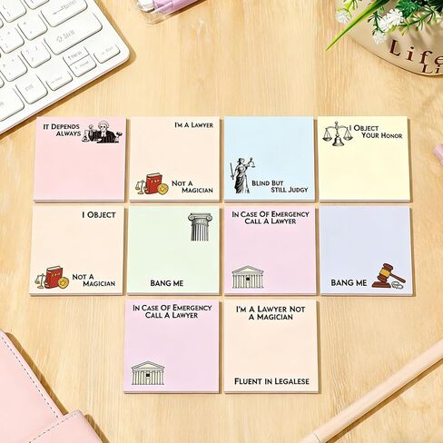 Lawyer Sticky Notes Gifts - 9 PCS Funny Attorney Notepads 3x3 Inches, Lawyer Gifts for Women Men, Law Self-Stick Memo Pads, Legal School Office Supplies for Students Coworkers (450 Sheets) in Kuwait