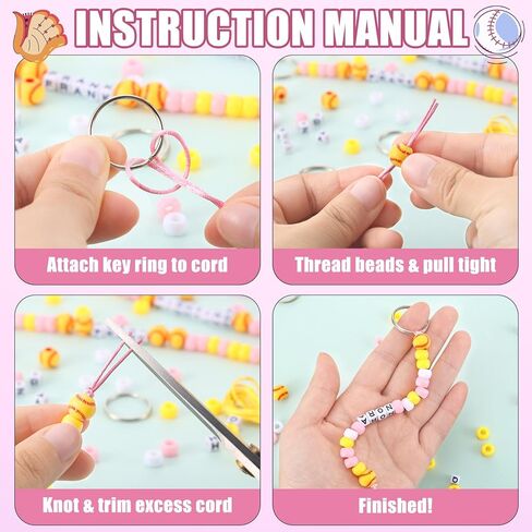 564 Pcs DIY Bead Keychain Kit – Softball Theme Key Chain Making Craft Set with Letter Beads, Metal Key Rings for Sports Party Favors Team Gifts Backpack Accessories in Saudi Arabia