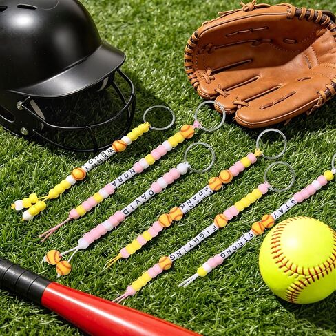 564 Pcs DIY Bead Keychain Kit – Softball Theme Key Chain Making Craft Set with Letter Beads, Metal Key Rings for Sports Party Favors Team Gifts Backpack Accessories in Saudi Arabia