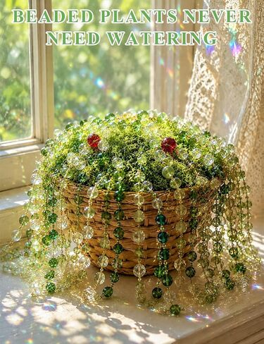 Diltik 5000+ Pcs Green Glass Beads DIY Beaded Plant Kit for Hanging Succulent Plants, Crystal Leaf & Flower Beads, Forever Plant Craft for Home, Office & Gift in Saudi Arabia