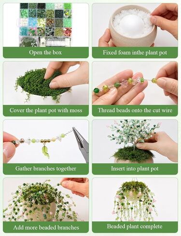 Diltik 5000+ Pcs Green Glass Beads DIY Beaded Plant Kit for Hanging Succulent Plants, Crystal Leaf & Flower Beads, Forever Plant Craft for Home, Office & Gift in Saudi Arabia
