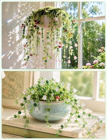 Diltik 5000+ Pcs Green Glass Beads DIY Beaded Plant Kit for Hanging Succulent Plants, Crystal Leaf & Flower Beads, Forever Plant Craft for Home, Office & Gift in Saudi Arabia
