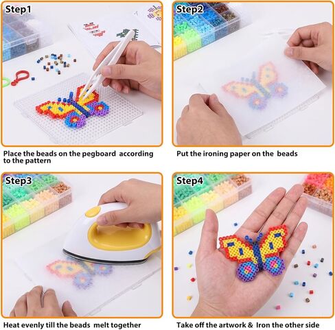 OUTUXED 72 Colors Fuse Beads Kit 15000 Pcs 5mm Beads Craft Kit Including Pegboard, Melting Beads, Ironing Paper, Tweezers & Colorful Hooks, Christmas Home School Arts and Crafts Supplies for Girls in Saudi Arabia